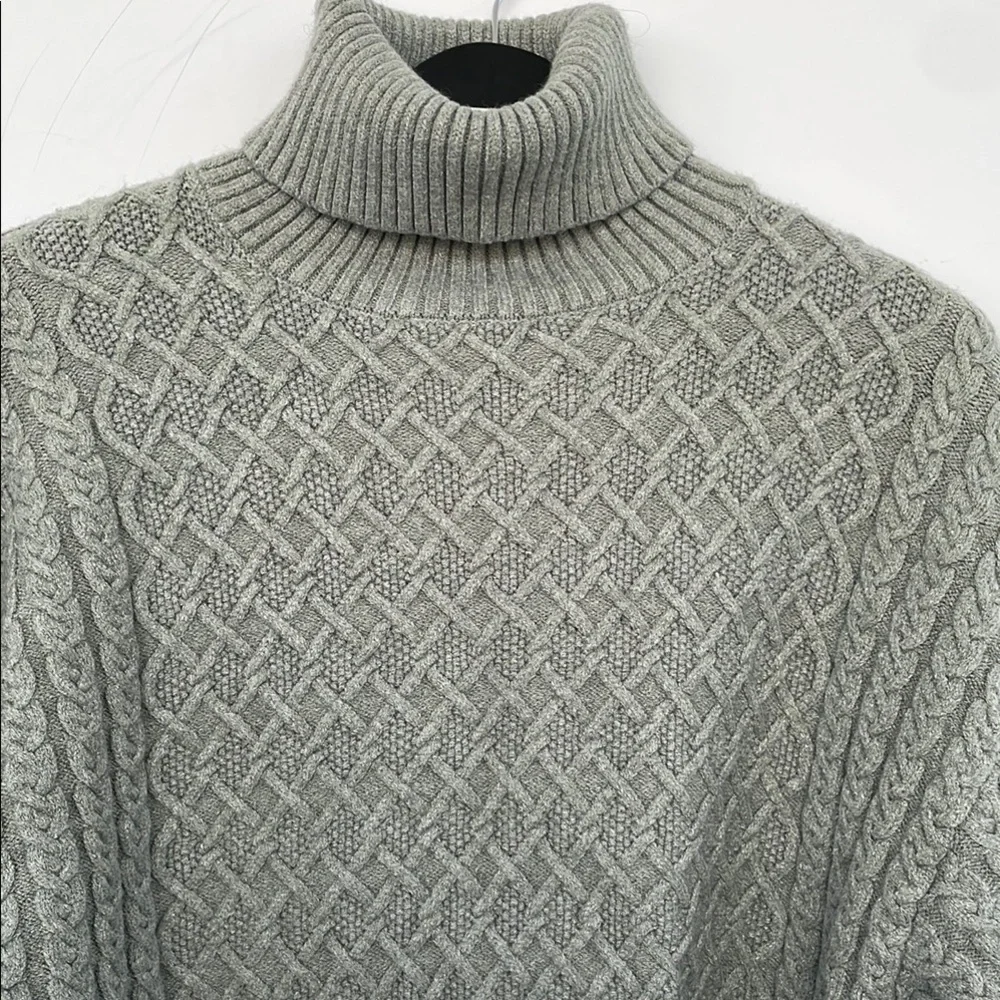 Truth by Republic Chunky Knit Turtleneck Sweater with Cable Pattern Small